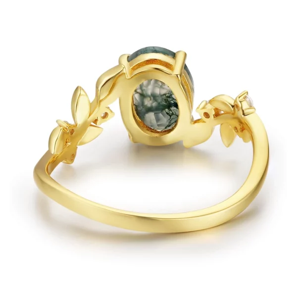 Between the Leaf Oval Moss Agate Ring - Image 3