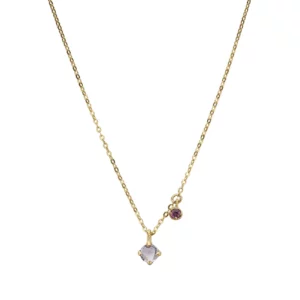 Gold-Plated Maroon Amethyst and Rhodolite Necklace