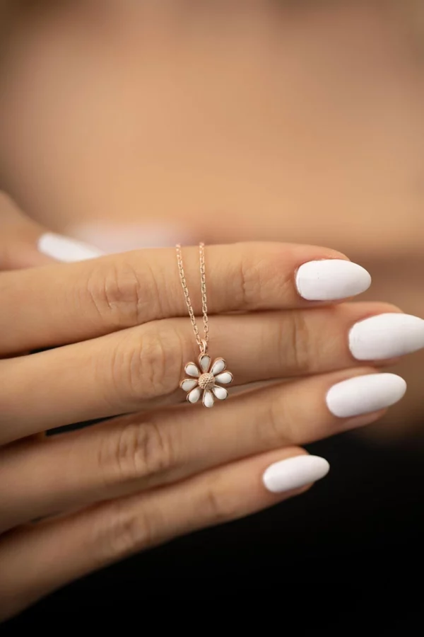 Rose Gold Daisy Necklace - Image 4