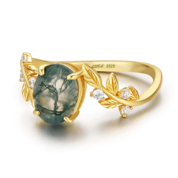 Between the Leaf Oval Moss Agate Ring - Image 2